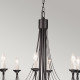 Lampadario in acciaio con 8 lampadine dal design rustico