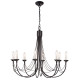 Lampadario in acciaio con 8 lampadine dal design rustico