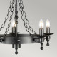 Lampadario in acciaio dal design rustico con 5 diffusori
