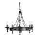 Lampadario in acciaio dal design rustico con 5 diffusori