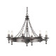 Lampadario in acciaio dal design rustico con 6 lampadine