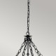 Lampadario in acciaio dal design rustico con 8 diffusori