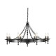 Lampadario in acciaio dal design rustico con 8 diffusori