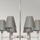 Lampadario moderno con struttura in acciaio grande con 6 diffusori in tessuto