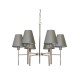 Lampadario moderno con struttura in acciaio grande con 6 diffusori in tessuto