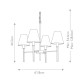 Lampadario moderno con struttura in acciaio media con 4 diffusori in tessuto
