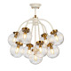 Lampadario moderno grande con struttura in metallo e 9 diffusori in vetro