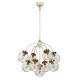 Lampadario moderno grande con struttura in metallo e 9 diffusori in vetro