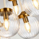 Lampadario moderno grande con struttura in metallo e 9 diffusori in vetro