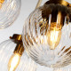 Lampadario moderno grande con struttura in metallo e 9 diffusori in vetro