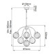 Lampadario moderno grande con struttura in metallo e 9 diffusori in vetro