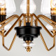 Lampadario moderno grande struttura in acciaio e 8 diffusori in vetro