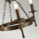 Lampadario piccolo dal design rustico con struttura in acciaio e 3 diffusori