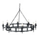 Lampadario rustico con struttura in acciaio grande e 8 lampadine