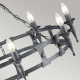 Lampadario rustico con struttura in acciaio grande e 8 lampadine