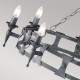 Lampadario rustico con struttura in acciaio grande e 8 lampadine