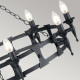 Lampadario rustico con struttura in acciaio grande e 8 lampadine