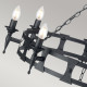 Lampadario rustico con struttura in acciaio grande e 8 lampadine