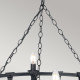 Lampadario rustico con struttura in acciaio grande e 8 lampadine