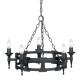 Lampadario rustico con struttura in acciaio media e 5 lampadine