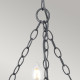 Lampadario rustico con struttura in acciaio media e 5 lampadine