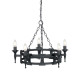 Lampadario rustico con struttura in acciaio media e 5 lampadine
