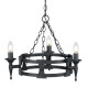 Lampadario rustico con struttura in acciaio piccola e 3 lampadine