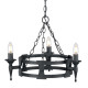 Lampadario rustico con struttura in acciaio piccola e 3 lampadine