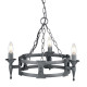 Lampadario rustico con struttura in acciaio piccola e 3 lampadine
