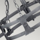 Lampadario rustico con struttura in acciaio piccola e 3 lampadine