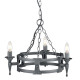 Lampadario rustico con struttura in acciaio piccola e 3 lampadine