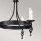 Lampadario rustico medio con struttura in acciaio con 3 diffusori