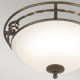 Plafoniera classica con struttura in acciaio e diffusore in vetro a 2 lampadine