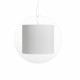 Lampada a sospensione in plexiglass con diffusore grande ricoperto in tessuto