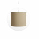 Lampada a sospensione in plexiglass con diffusore grande ricoperto in tessuto