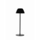 Lampada da tavolo con struttura in metallo nera e diffusore in PVC