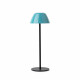 Lampada da tavolo con struttura in metallo nera e diffusore in PVC