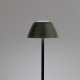 Lampada da tavolo con struttura in metallo nera e diffusore in PVC