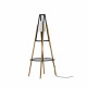 Lampada da terra con struttura in legno e paralume in PVC