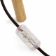 Lampada da terra con struttura in legno e paralume in PVC