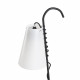 Lampada da terra in PVC con struttura in ferro con ripiano portaoggetti