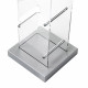 Porta CD verticale da terra con base in legno e struttura in plexiglass