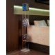 Porta DVD verticale da terra con base in legno e struttura in plexiglass