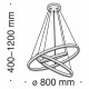 Sospensione a LED con tre diffusori a cerchi regolabili in alluminio