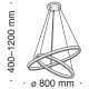 Sospensione a LED con due diffusori a cerchi regolabili in alluminio