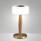 Abatjour a led moderna in metallo e legno e diffusore in vetro soffiato