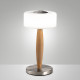 Abatjour a led moderna in metallo e legno e diffusore in vetro soffiato
