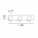 Faretto da parete 3 luci con struttura in alluminio dal design moderno