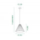 Lampada a sopensione con struttura in metallo e diffusore a cono in PVC