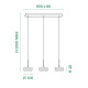 Lampada a sospensione 3 luci a LED in stile moderno con struttura in metallo